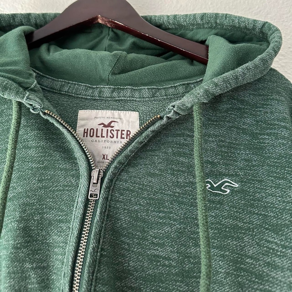 Y2K Hollister Lime Green Slime Zip-Up Hoodie Size XL Surf Abercrombie and Fitch - Picture 2 of 7